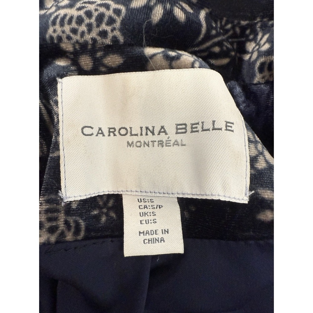 Carolina Belle Navy Velvet‎ Floral Blazer Jacket Womens Size S *FLAW - Picture 3 of 11